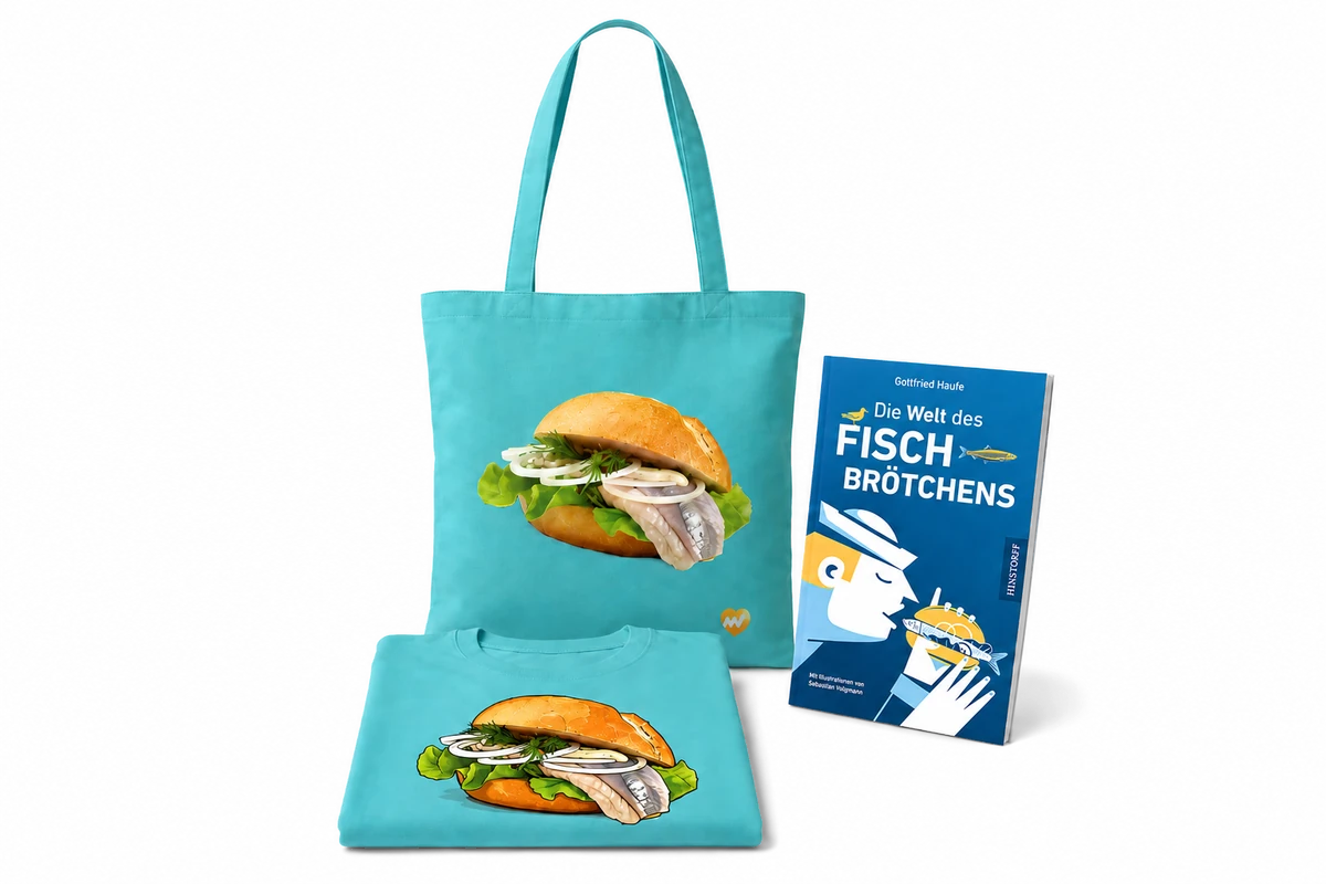 Das Fischbrötchen-Fan-Paket: Kult-Tasche, Kult-Shirt und das Buch „Die Welt des Fischbrötchens“